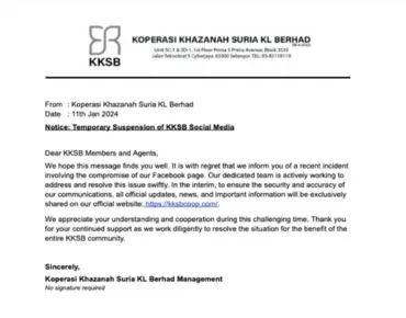 TEMPORARY SUSPENSION OF KKSB SOCIAL MEDIA